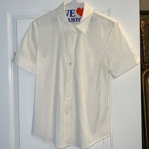 Theory White Short Sleeve Button Down